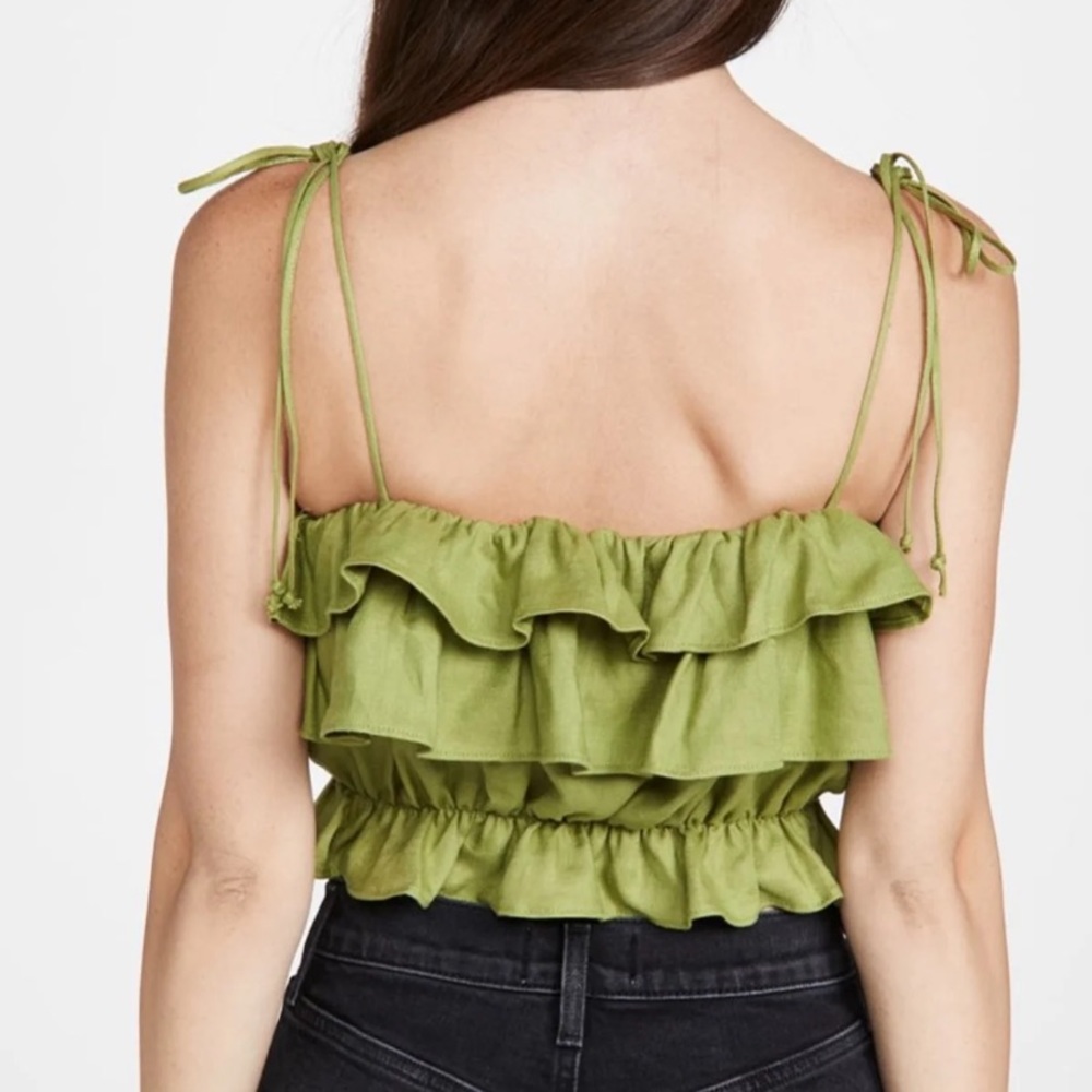 Reformation Green Ruffle Crop Top - Picture 3 of 5